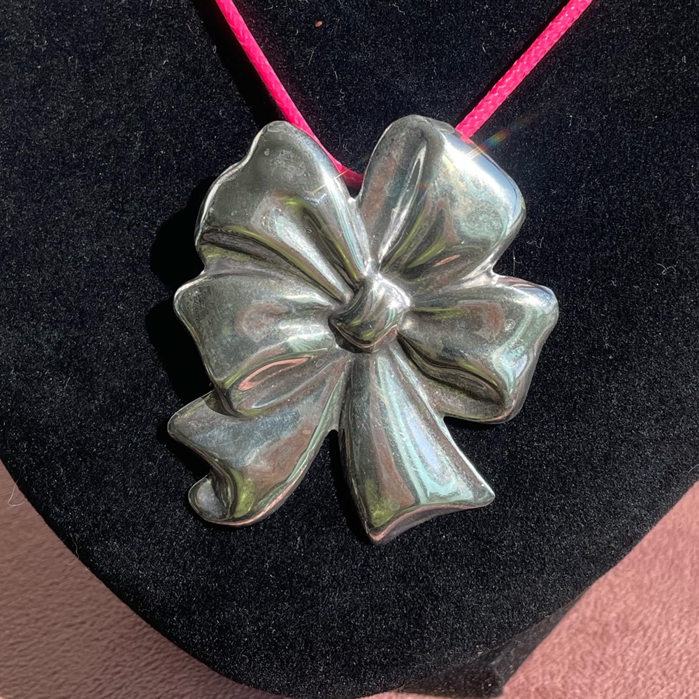 HUGE Vintage Sterling Silver Bow Pendant/Pin